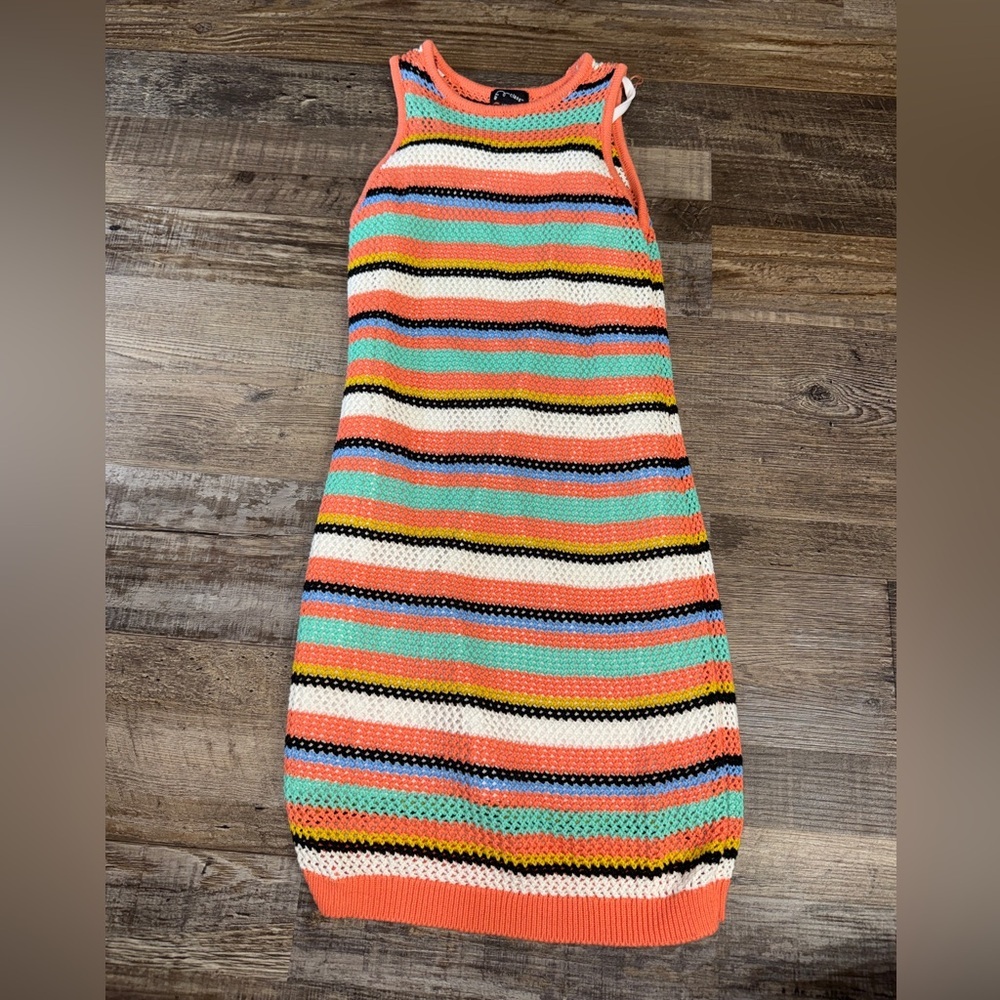 Art Class Girls Knit Stripe Sweater Dress Size L 10-12 Multicolor Sleeveless - Picture 2 of 7